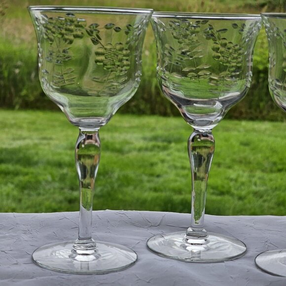 Rock Sharpe Floral Handcut Cocktail Glasses 5.75" set/3 midcentury dinner party - Picture 5 of 13